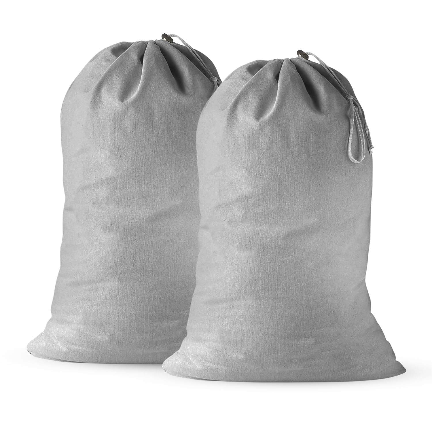 Extra großer Wäschesack aus Baumwolle, strapazierfähig, groß, 61 x 91,4 cm, XL-Kordelzug, Reise-Organizer-Tasche, passend für Korb, Camping, Hellgrau, 2 Stück