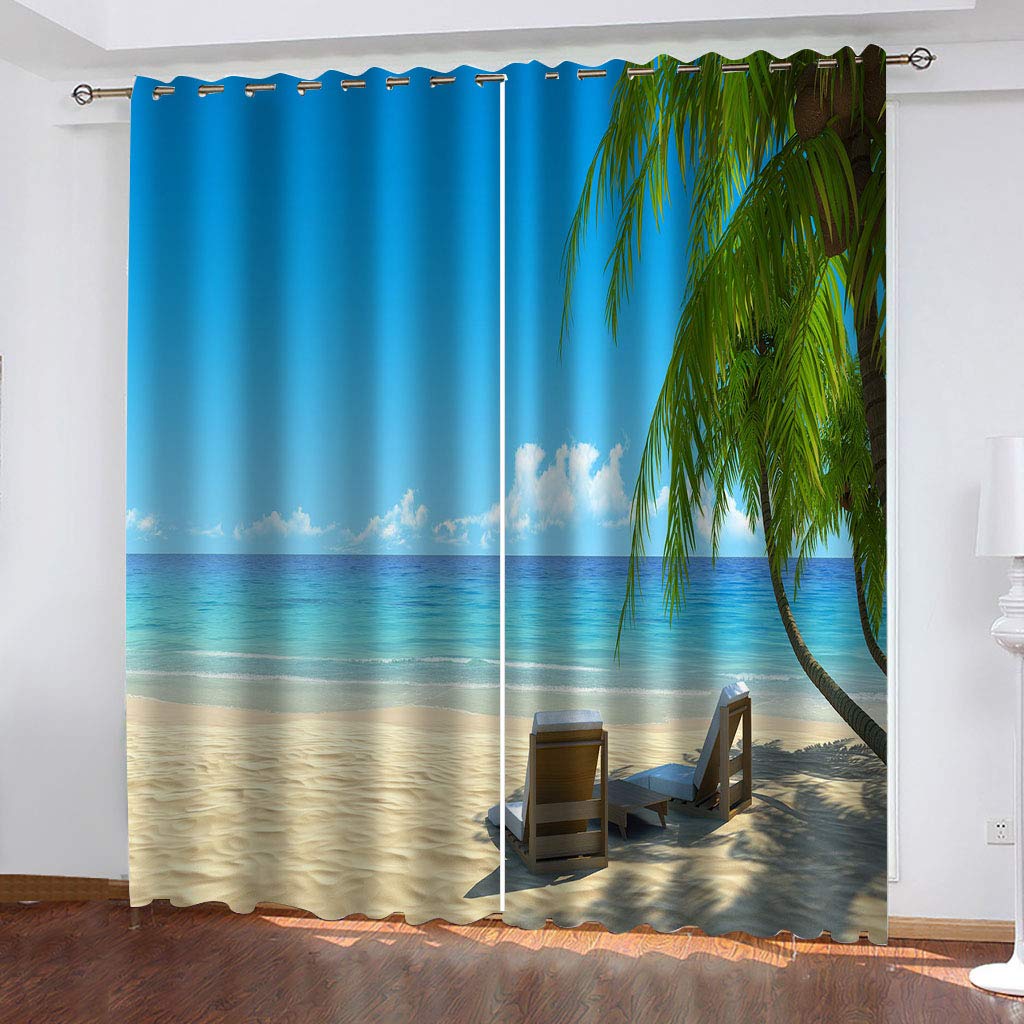 Rideaux grande largeur décoration de fenêtre haut de gamme paysage marin