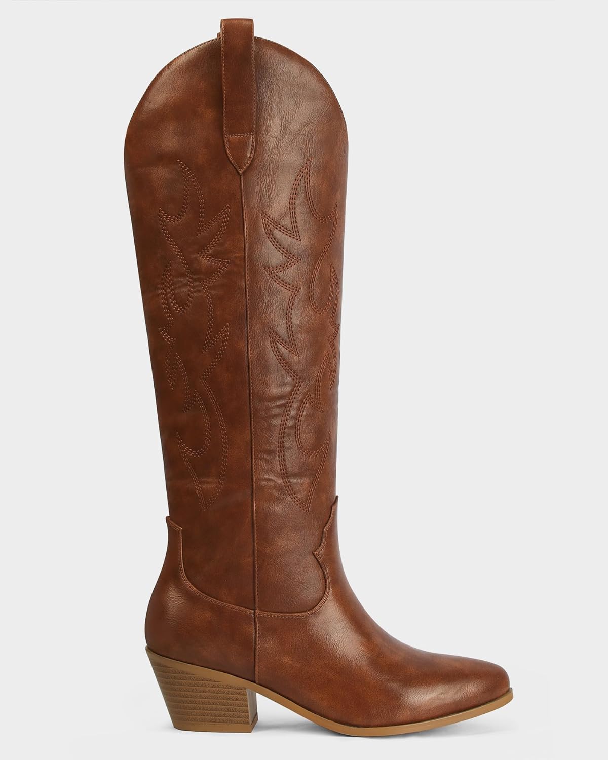 Ouepiano White Cowgirl Boots Women Cowboy Knee High Tall Boots Chunky Heel Pointed Toe Pull-On Western Wide Calf Boats Country Fashion - Image 9