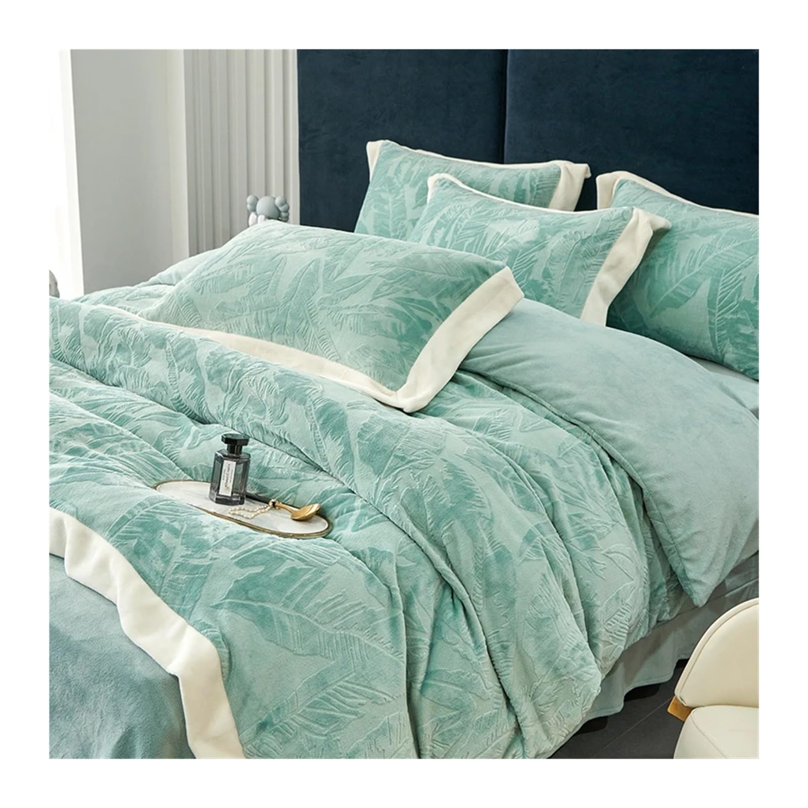Komplet Pościeli Winter Fleece 4-Częściowy, Rzeźbiony Aksamit, Żakard, Koralowy Aksamit, Poszewka Na Kołdrę, Prześcieradło, Narzuta Na Łóżko, Poszewki Na Poduszki, Kołdr,1,King,Flat
