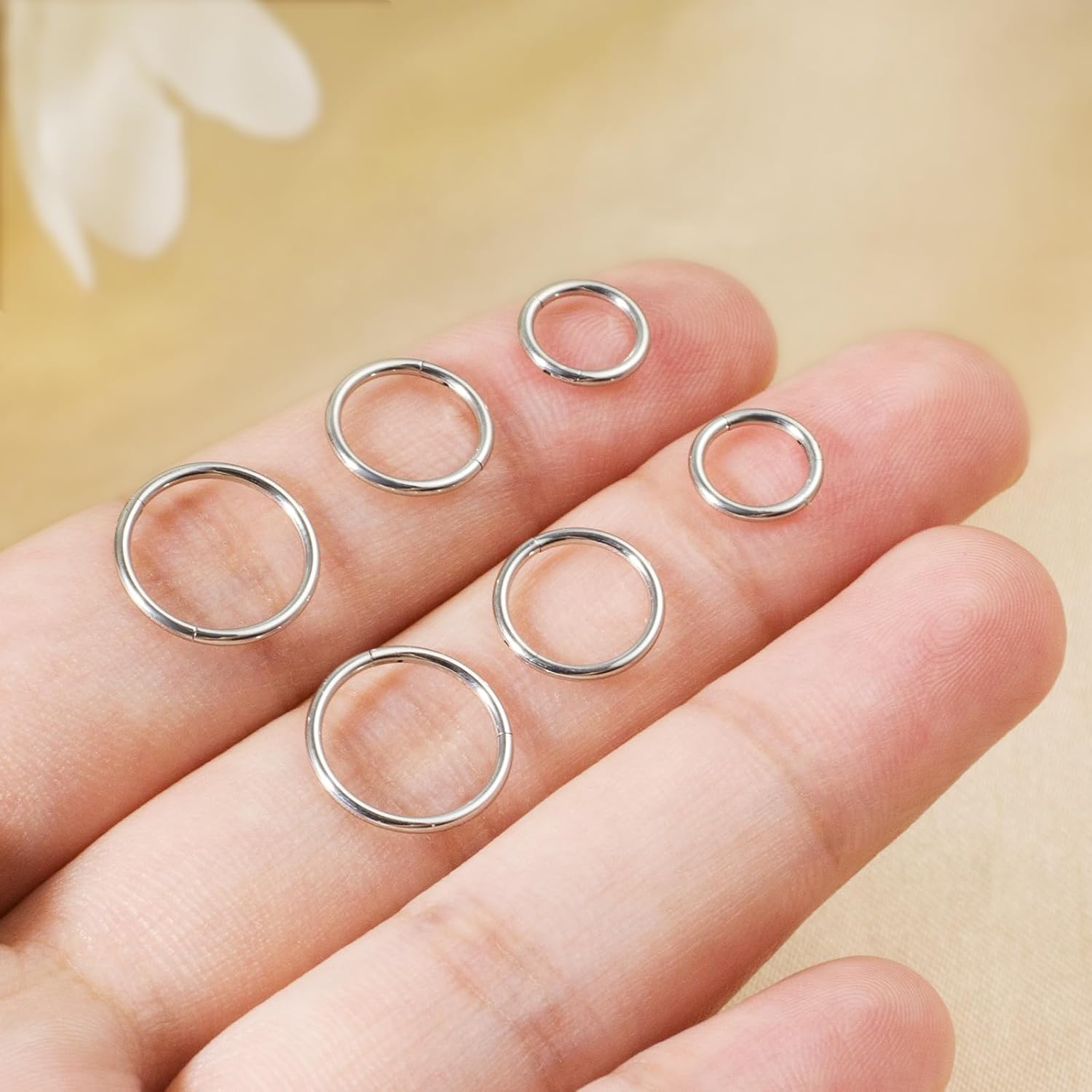 Small Gold Hoop Earrings, Lightweight 14K Gold Plated Huggie Hoop Earrings for Cartilage Helix Tragus, Hypoallergenic Earrings for Women Men, Tiny Thin Hoops Surgical Steel Endless Hoops Earrings 6-10 mm - Image 5