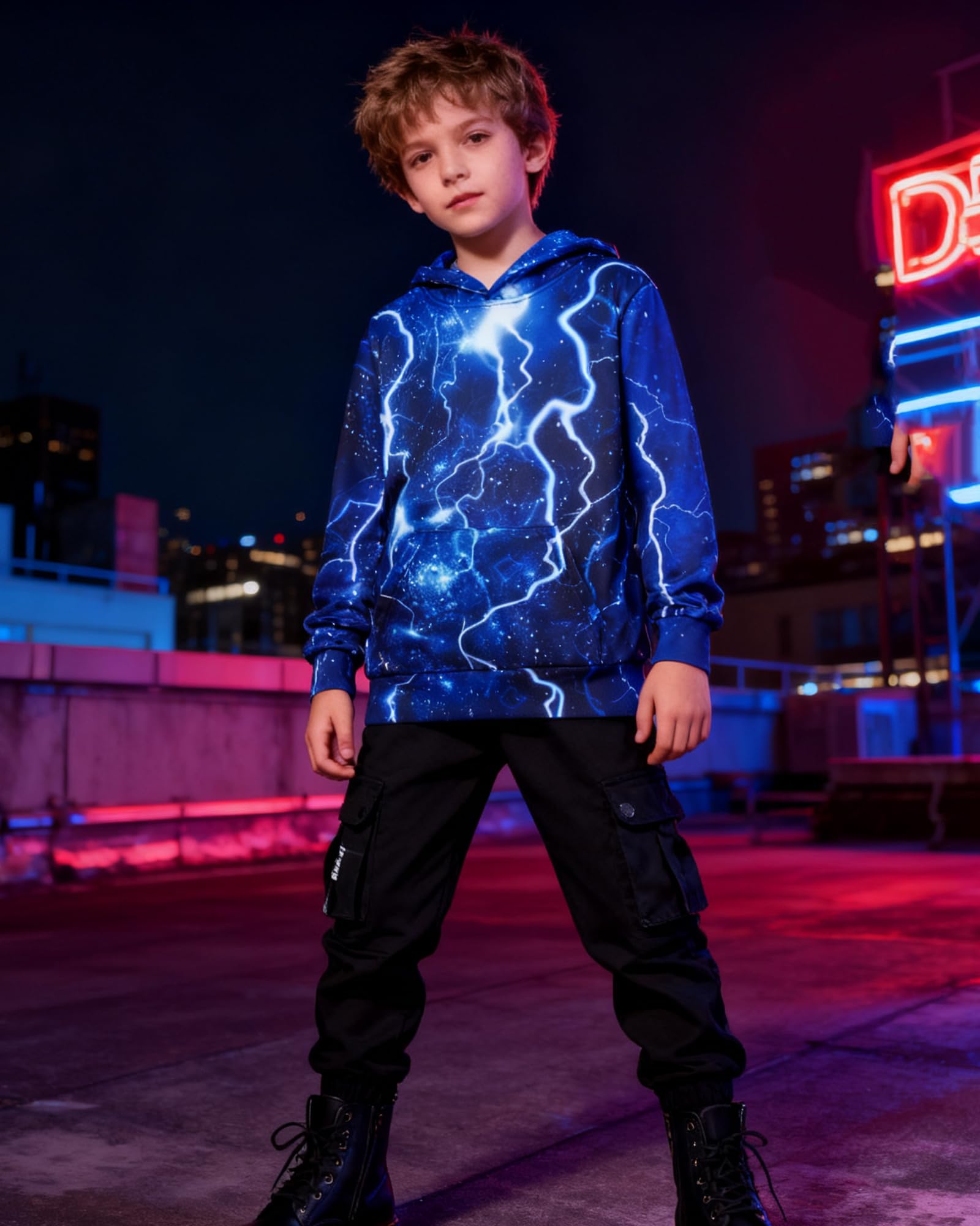 Belovecol Boys Girls Hoodies 3D Novelty Pullover Kids Funny Pullover Sweatshirts Long Sleeve Hooded with Pocket for 6-16 Years — view 4