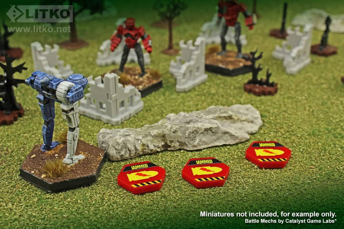 LITKO Mecha Damage Effects Token Set | Compatible with BattleTech ! 10 Pack (Weapon Jammed)