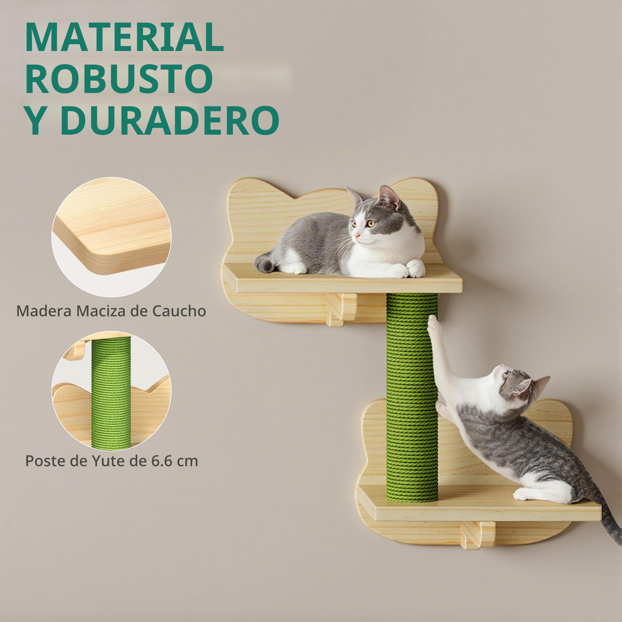 YITAHOME Juego de Pared de Escalada para Gatos, Muebles de Madera Estable, 5 Piezas con casa para Gatos, Escalera para Gatos, Plataforma para Gatos para Dormir, Jugar y Descansar