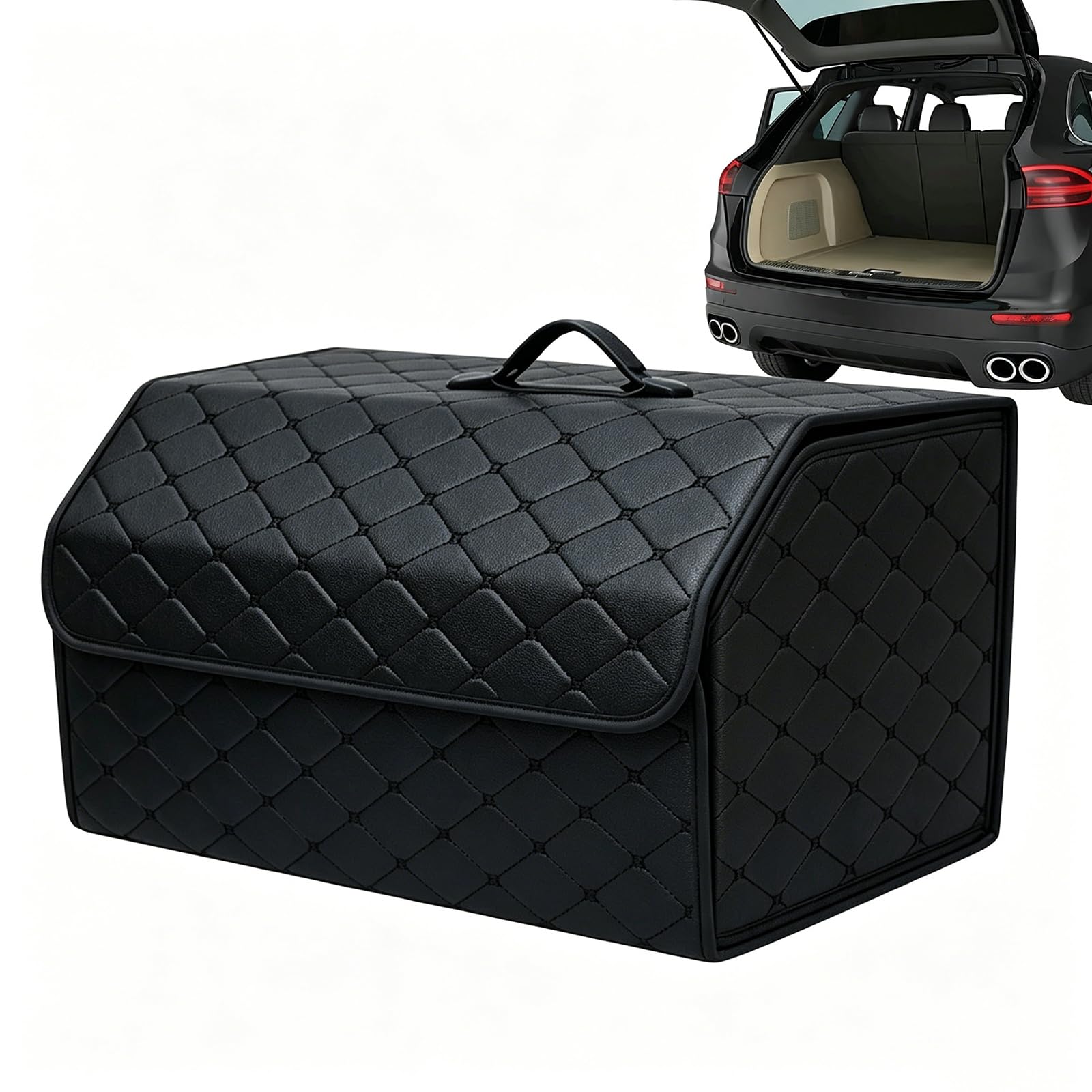 Organizador Maletero Coche, para Fiat Grande Panda 2024-2026 Caja Almacenamiento Plegable Bolsa Organizadora Cuero PU Impermeable Compartimentos,C-L