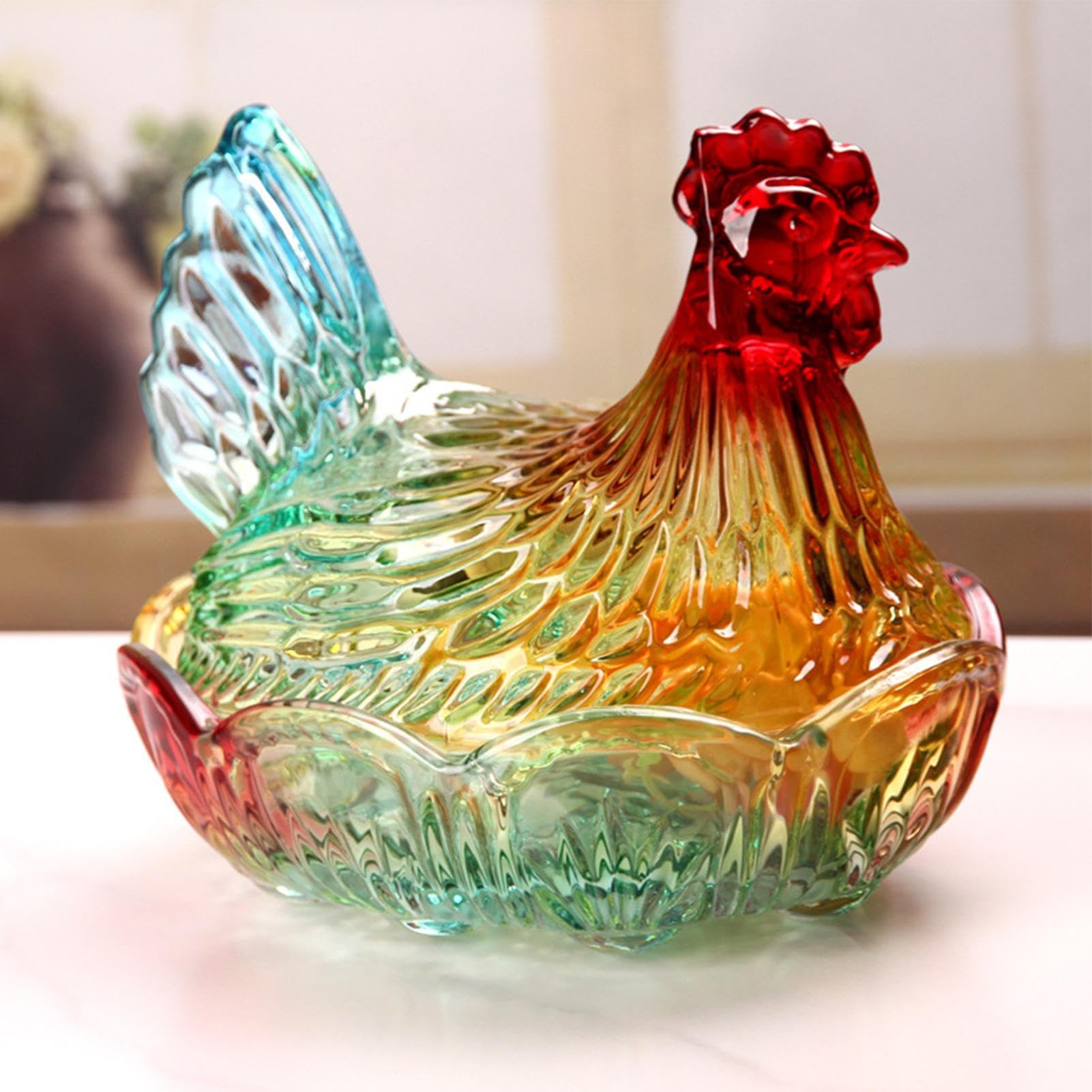 In Vetro Con Gallina Sul Per Snack E Dolci | Per Snack A Forma Di Gallina Per Collezionisti Cucina Soggiorno Camera Studio Bagno Libreria Caffè Ingresso Gioielli