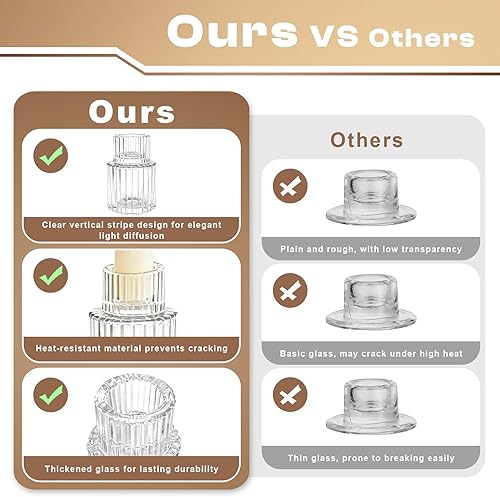 Miniatura 5 de Candelabros cónicos de vidrio 10 piezas de candelabros pequeños a granel para boda, candelabros transparentes estriados, decoración para centro de