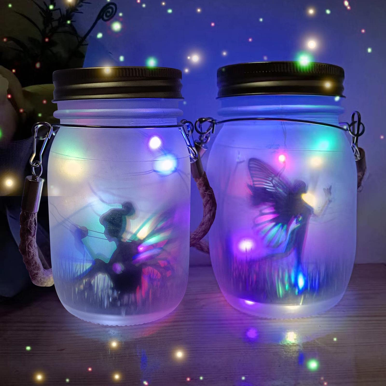 MLOQI 2 Lanterne Solari da Esterno Fata da Collezione Luci per Bottiglie di Vetro, LED Lanterna Solare da Esterno Lampada Solare da Giardino (Colore)