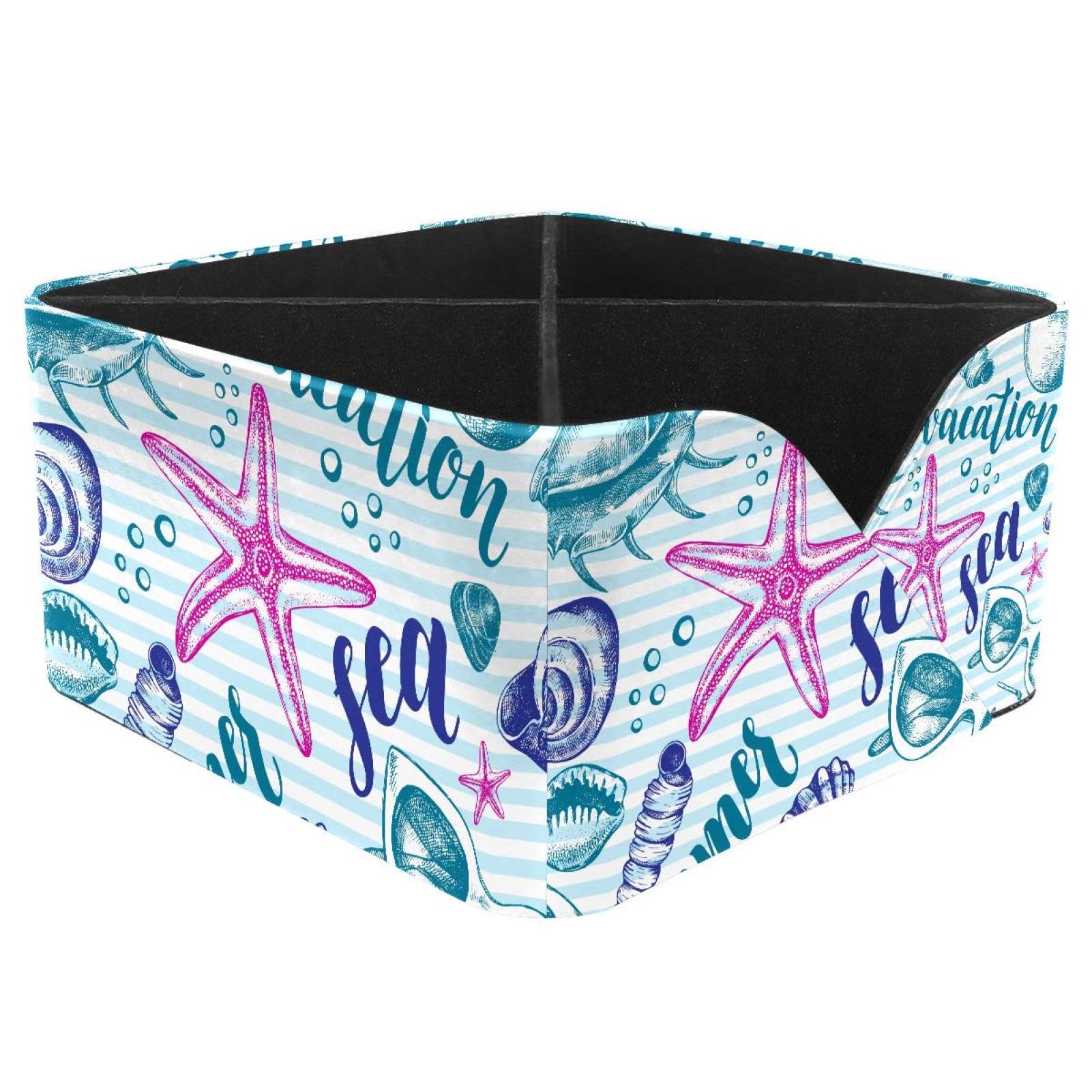 KengjuTesu Sea Life Starfish Shell Conch Desktop Organizer Pen Holder, Rectangular Pencil Cup for Office, Study and Makeup Stations