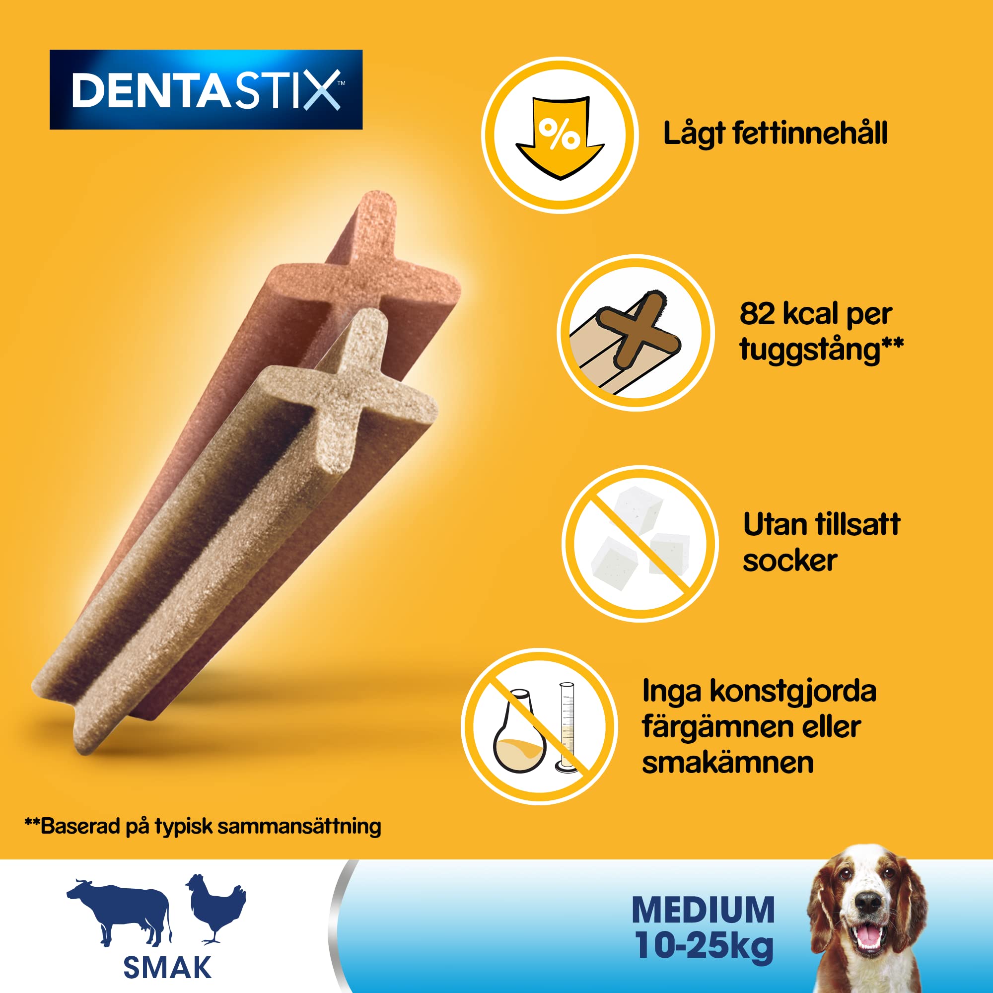 Pedigree Dentastix Snack pour l'hygiène buccale pour chien moyen de 10 à 25 kg, 180 g, 112 pièces, 28 unités, lot de 4
