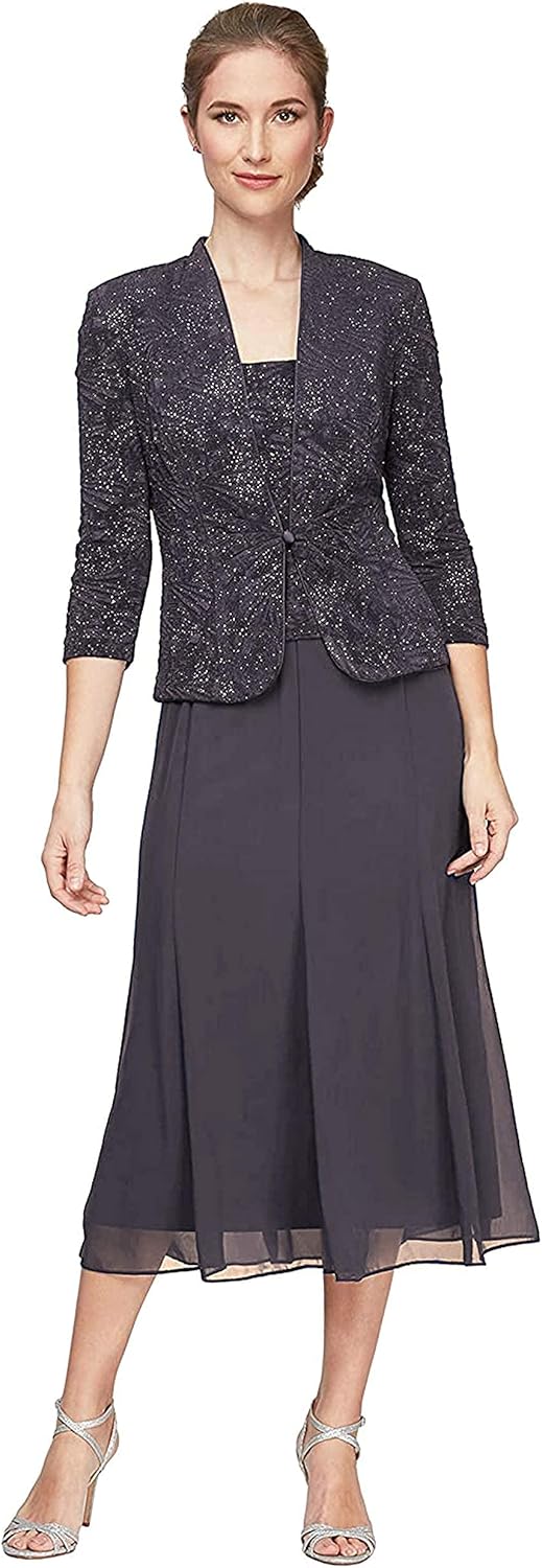 Alex Evenings - Brandclub - Alex Evenings Women's Empire Waist Bolero  Jacket Dress (Petite and Regular Sizes) - Close Out