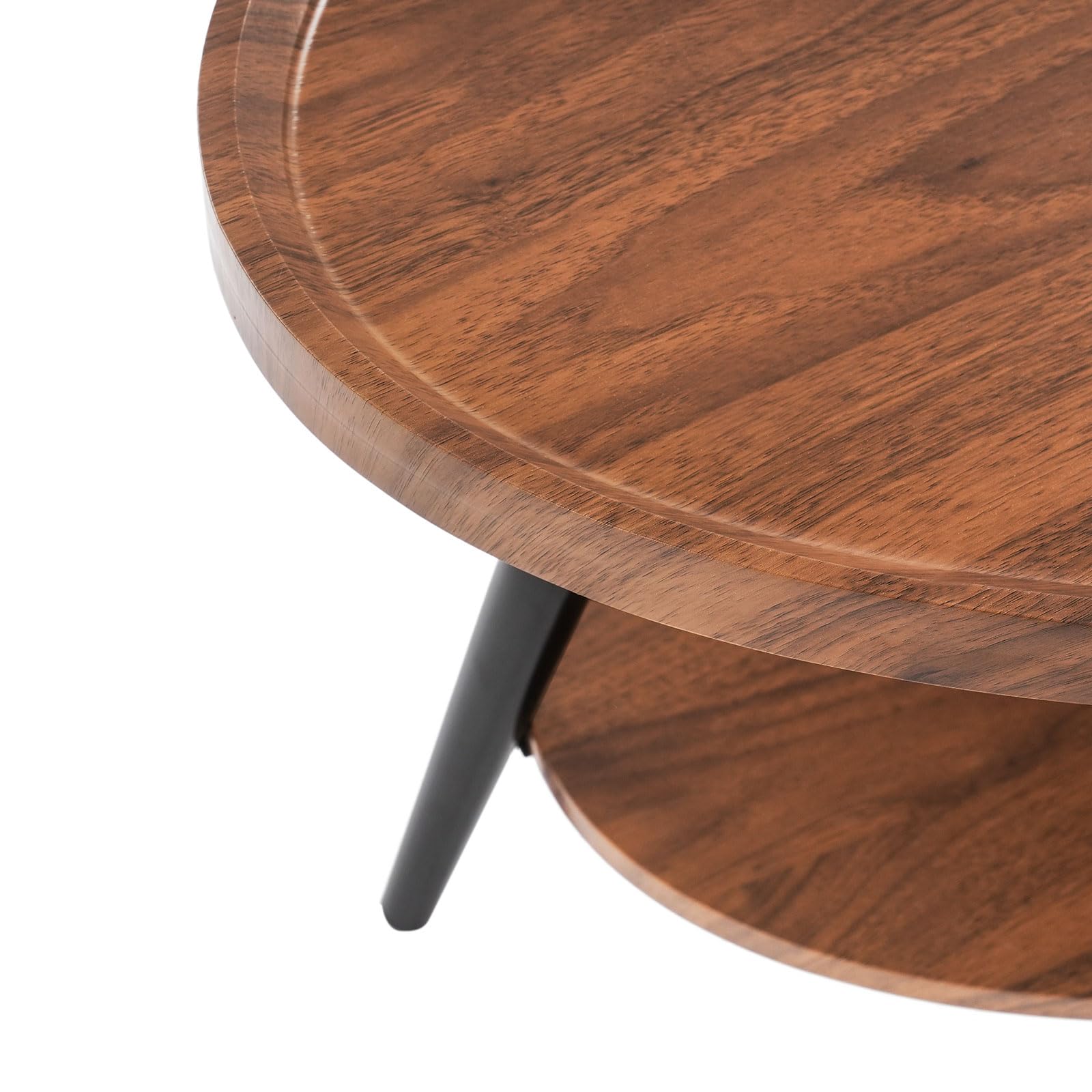 Mesa de centro ovalada de madera de doble capa, mesa de salón, estilo nórdico, diseño en forma de lágrima, mesas auxiliares, 2 niveles, 100 x 38 cm, para sofá, oficina, café (marrón)