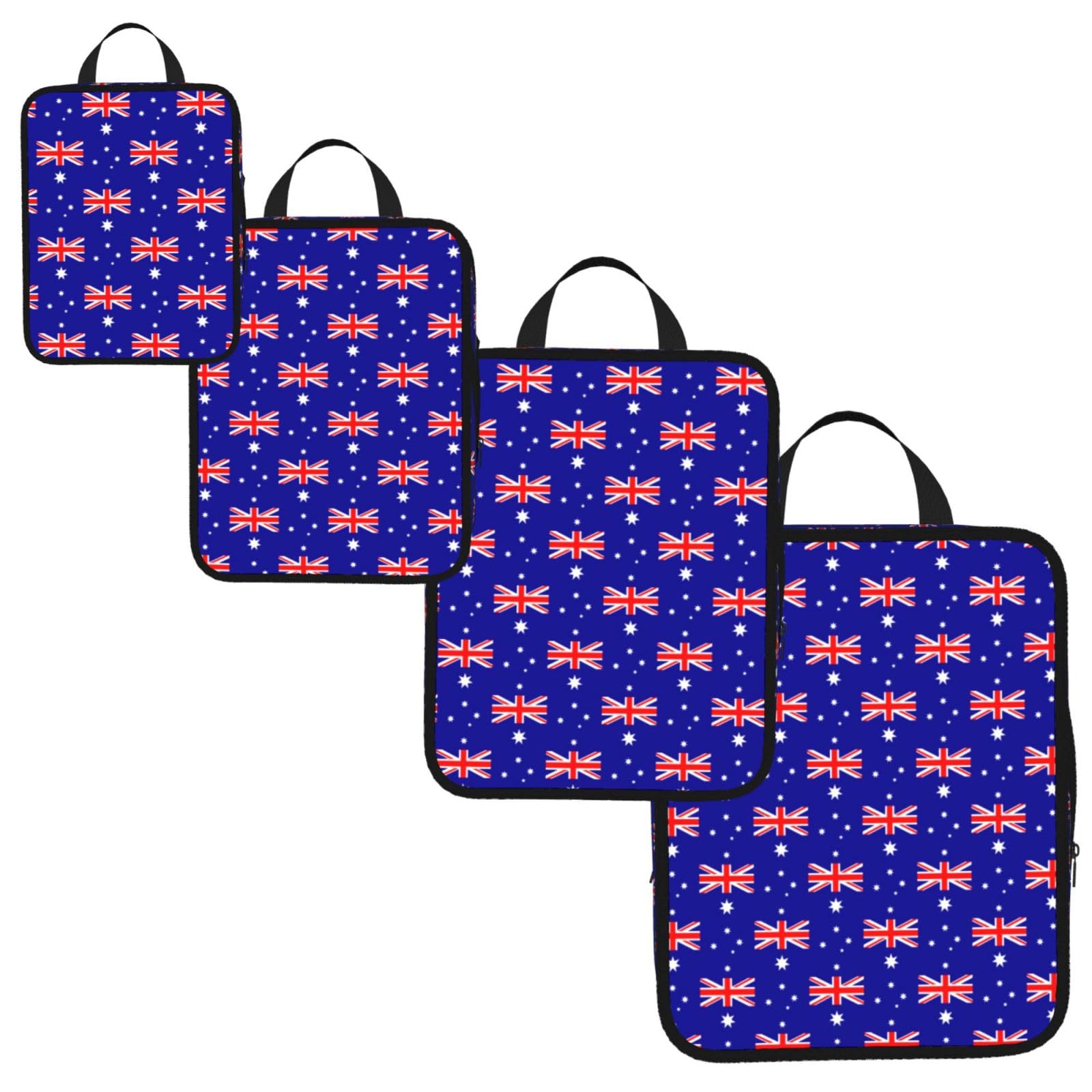 Australian flag Print 4 Set Compression Packing Cubes for Suitcases,Expandable Storage Bags Organizers