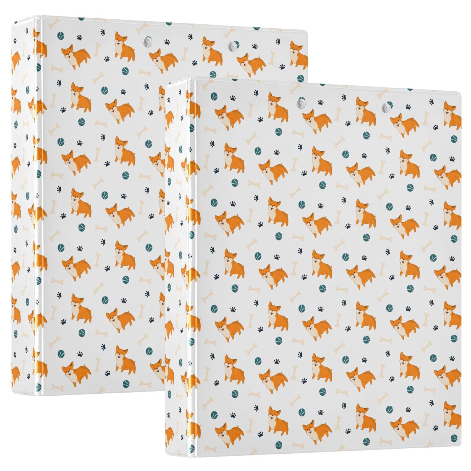 Adorable classeur à 3 anneaux en D Corgi Balls A4 avec 200 feuilles pour enfants, fournitures scolaires, femmes, hommes et bureau