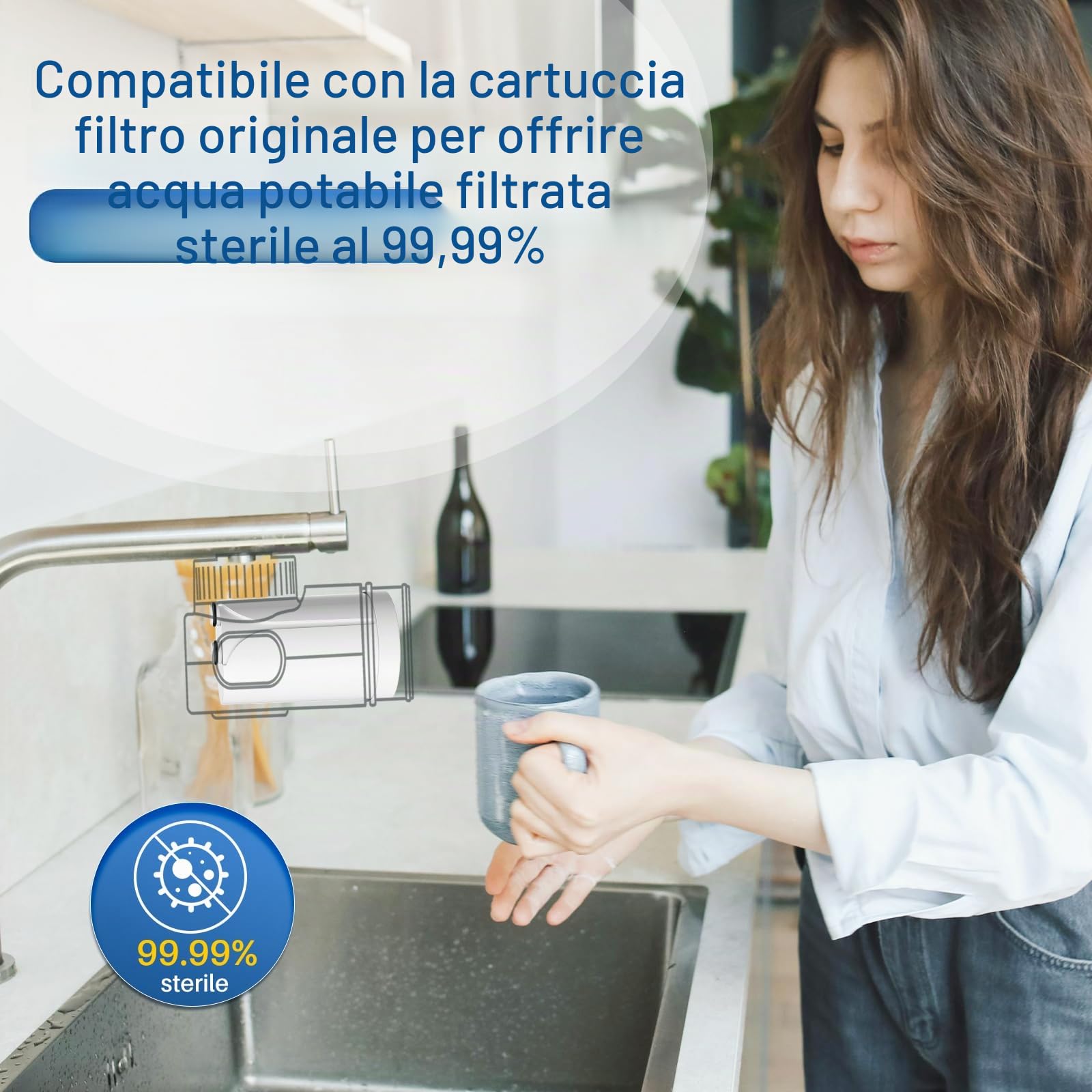 GOLDEN ICEPURE Brita On Tap Pro V-MF Filtro Acqua Rubinetto (600L) - Confezione da 4 Pezzi Filtri Brita per Rubinetto
