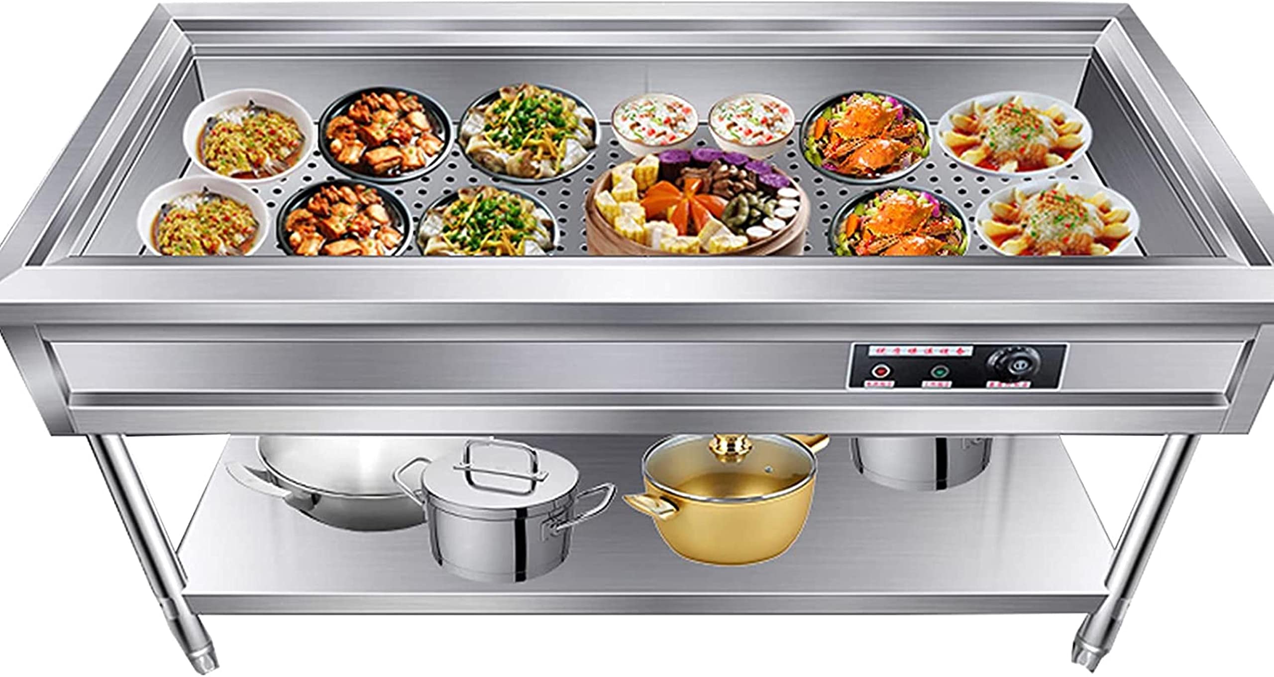 Chafing Dish Calentador De Buffet Platos De Chorro De Acero Inoxidable Servidores Buffet Y Calentadores Calentadores De Alimentos Comerciales De Catering Rectangular 80 * 66 * 80cm 30-110℃