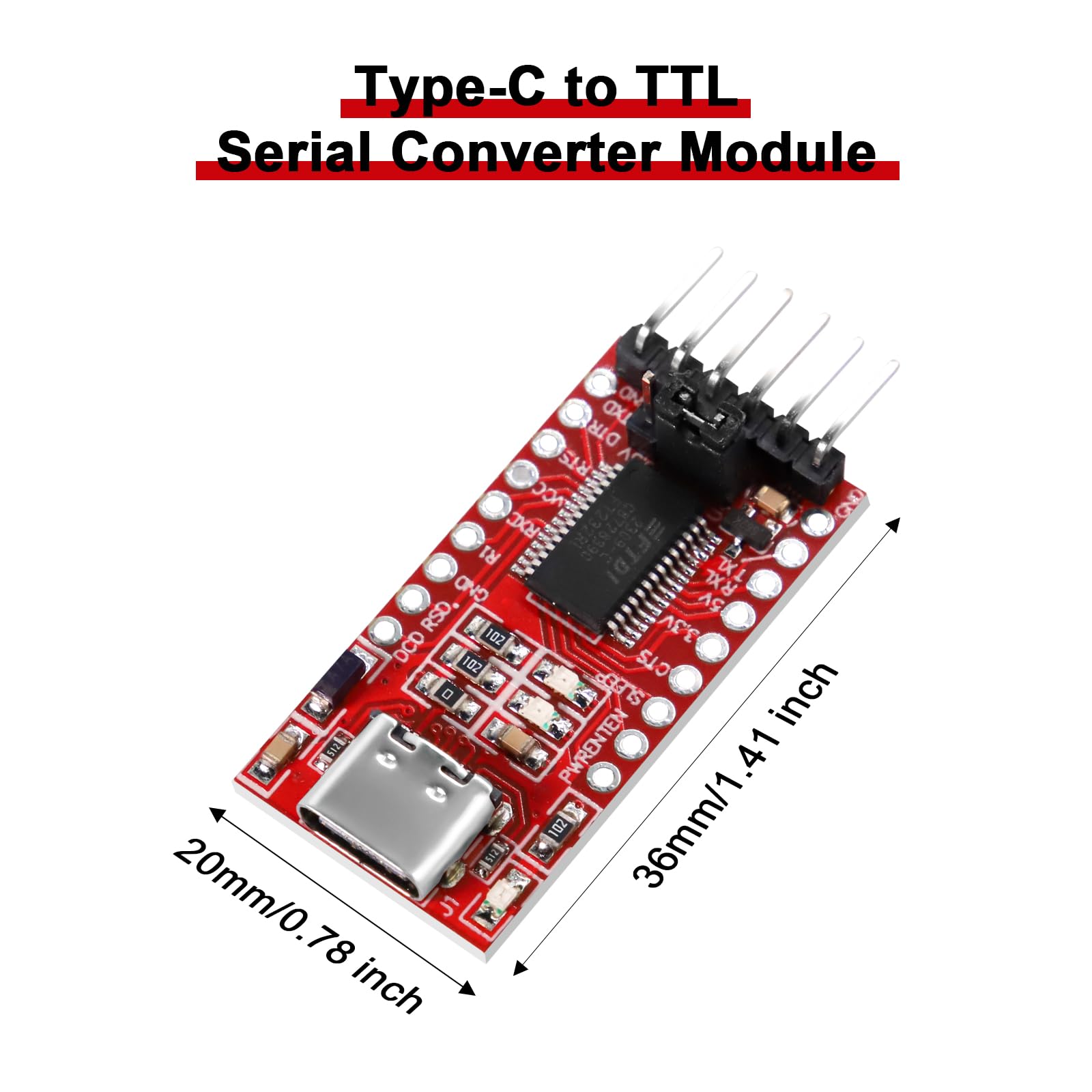 Adattatori seriali USB-C a TTL 5 PCS FT232RL USB a TTL Adattatore seriale Module per 3,3 V e 5 V compatibile con Arduino