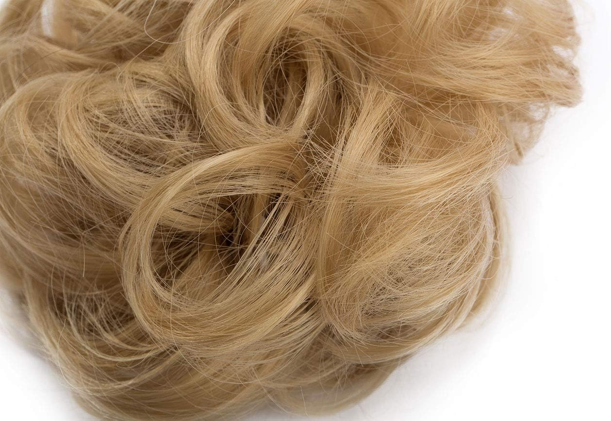 Messy Hair Scrunchies Bun Extensions Curly Wavy Pieces For Women Updo Ponytail Extensions Donut Chignons Accessories Dark Blonde Mix Ash Blonde - Image 4