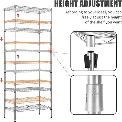 Miniatura 4 de Estantería de alambre de 6 niveles, estantes de metal de 60 x 23 x 13 pulgadas, estante de almacenamiento de metal resistente, estante de alambre