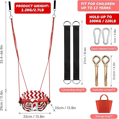 Miniatura 7 de Columpio para niños pequeños  Cómodo columpio para bebé, interior y exterior, asiento de columpio para niños, arnés de seguridad, sistema de bloqueo