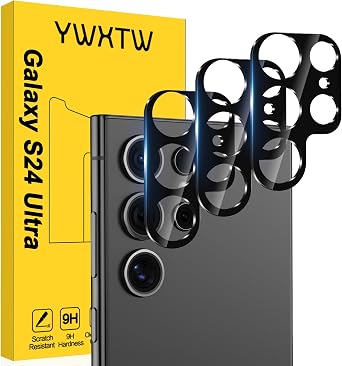 Samsung Galaxy S24 Ultra Camera Lens Protector, YWXTW Anti-Scratch Full Coverage 9H Tempered Glass S24 Ultra Camera Cover Screen Protector Case Friendly