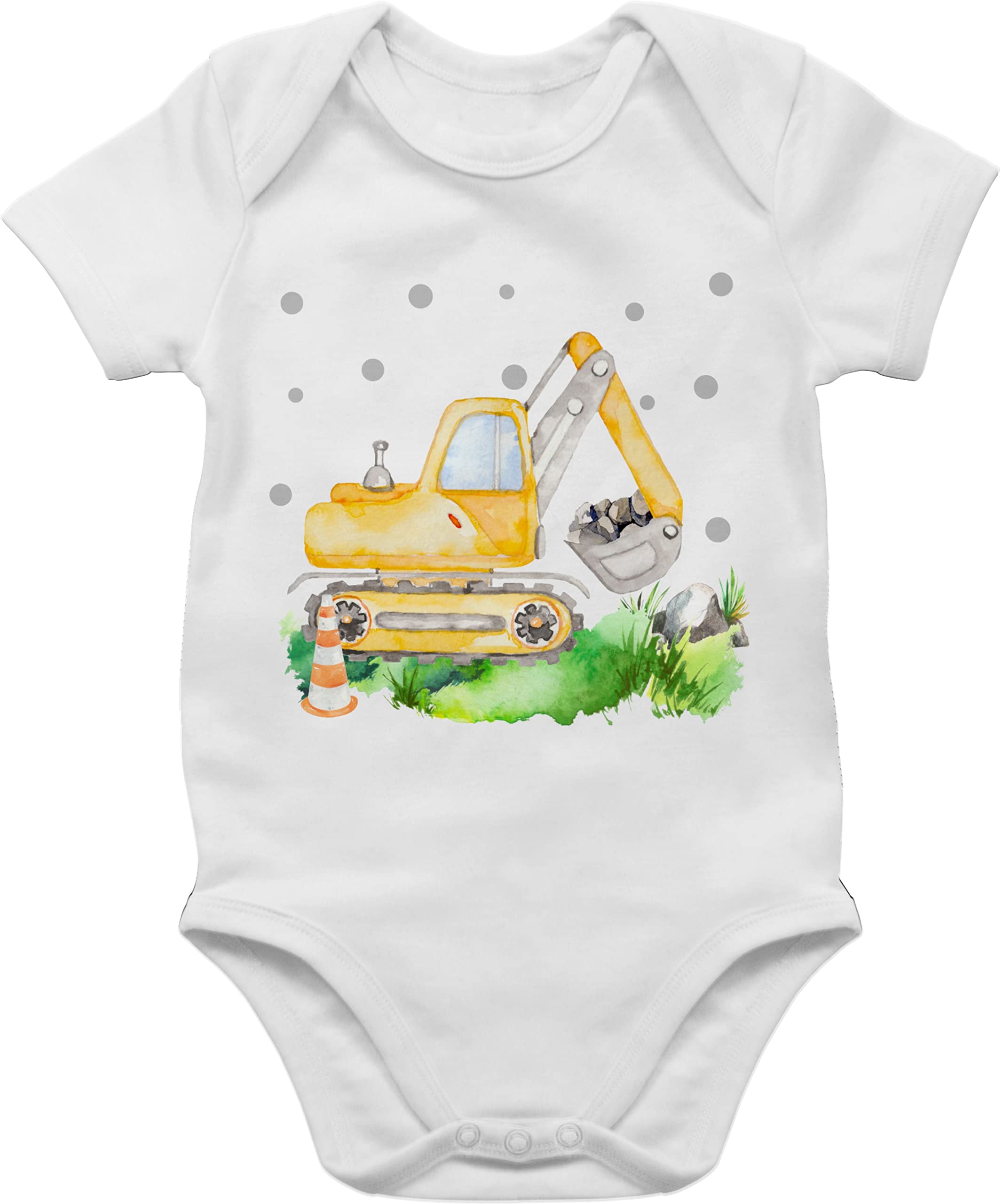 Personalisiertes Baby Body Mit Bagger Druck - Langarm Strampler Mit Namen