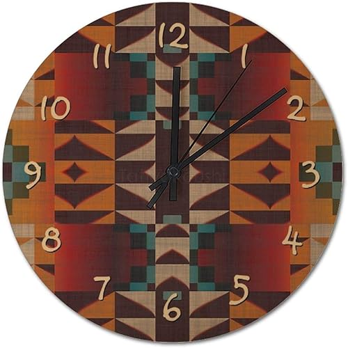 Reloj de pared grande silencioso redondo de 11.8in, cadera roja, naranja, marrón oscuro, azul azulado, mosaico de PVC, decoración de sala de estar,