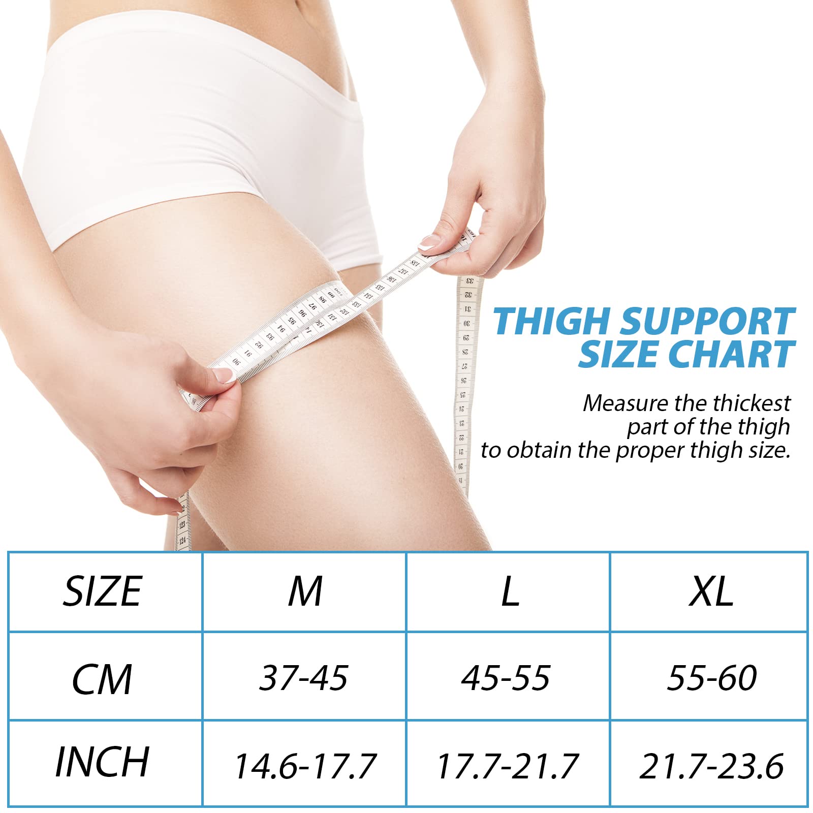 Soporte para muslos Elasticidad para mujeres y hombres Manga de compresión para muslos Paquete de 2 soportes para muslos Transpirable con silicona antideslizante para isquiotibiales, distensiones mu