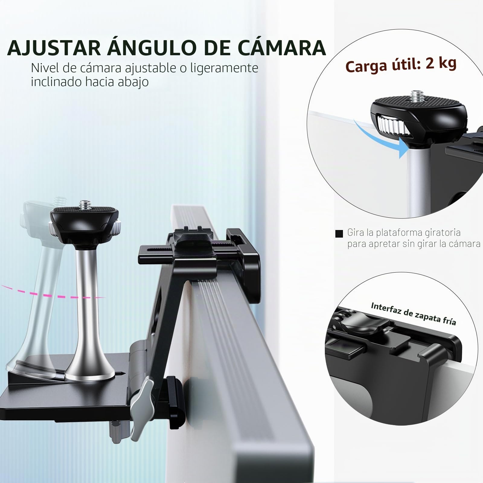 RAUBAY Soporte de Montaje para cámara de Monitor, Abrazadera Colgante para cámara Web con Tornillo de 1/4 Pulgadas, Soporte Superior para Monitor MILC para transmisión en Vivo, etc. Compatible con