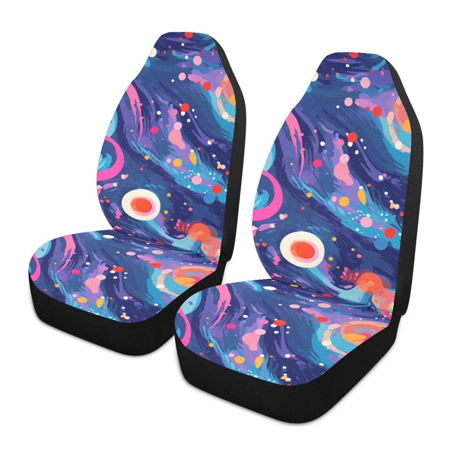 Juego De 2 Fundas De Asiento para Coche Pintura Círculos Imprimir Funda para Asiento Coches Lavables A Máquina Accesorio para Coche Cubierta para Asiento Automóvil, para Furgoneta, Camión