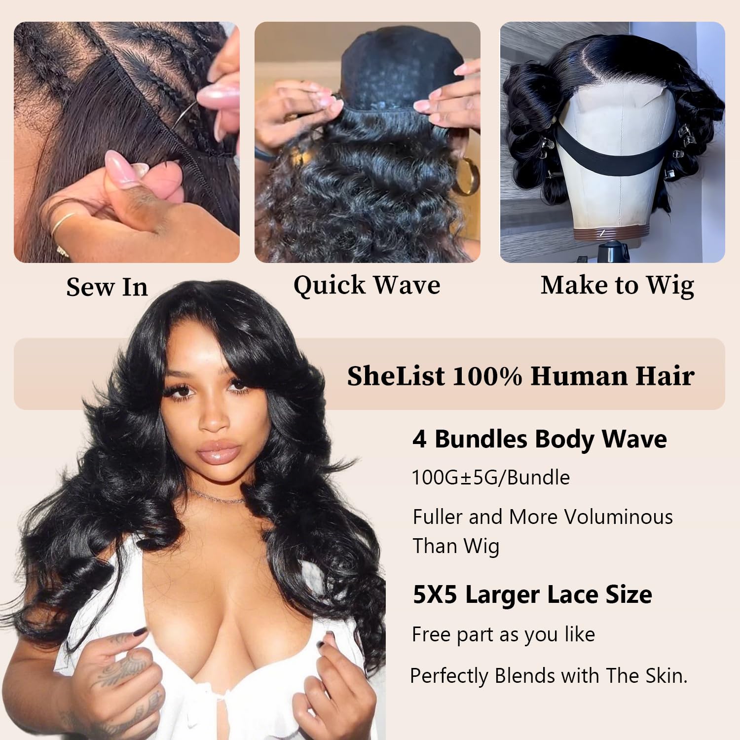 4 Bundles Human Hair 22 24 26 28+20Inch Body Wave Bundles With Closure 15A Brazilian Virgin Hair 5X5 HD Lace Closure Unprocessed Remy Hair Weave 4 Bundles Deals For Women