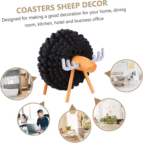 Miniatura 2 de Abaodam 1 juego de posavasos de copo de nieve de oveja, decoración de mesa de comedor, decoración de coche, posavasos de madera para automóvil,