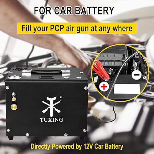 Miniatura 6 de TUXING Compresor de aire PCP de 4500 psi, apagado automático, pistola de aire de presión sin aceiteagua y bomba de tanque de paintball con separador