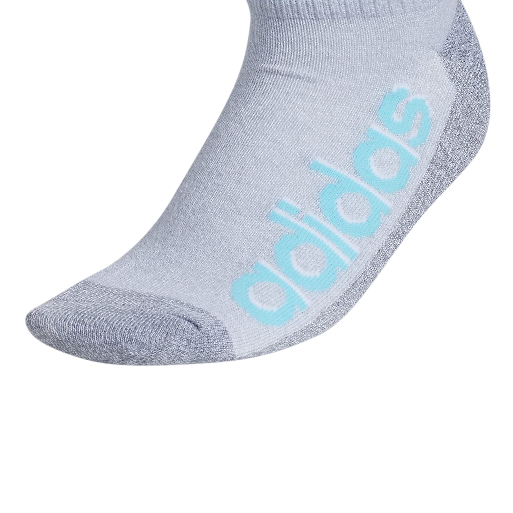 adidas womens Superlite Linear 3.0 No Show Socks (6-Pair), Grey/Bliss Blue/White, Medium