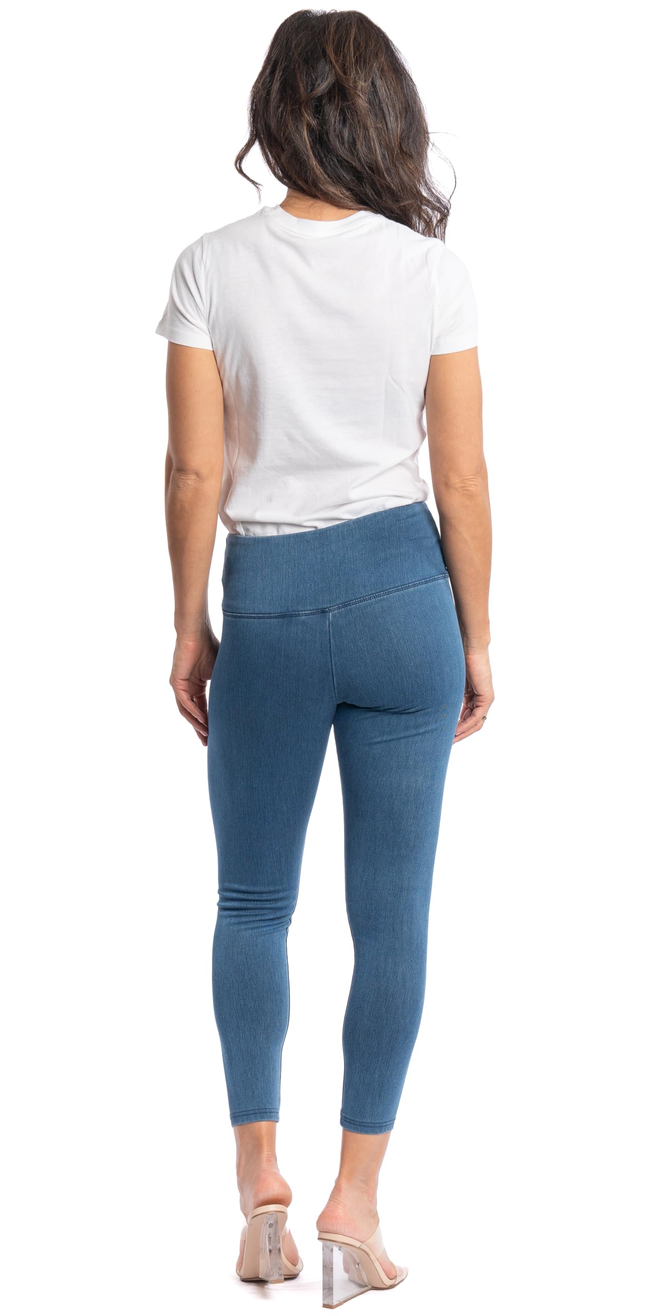 Intro Tummy Control Cintura Alta Pull On Algodón Spandex Legging - Azul - Small
