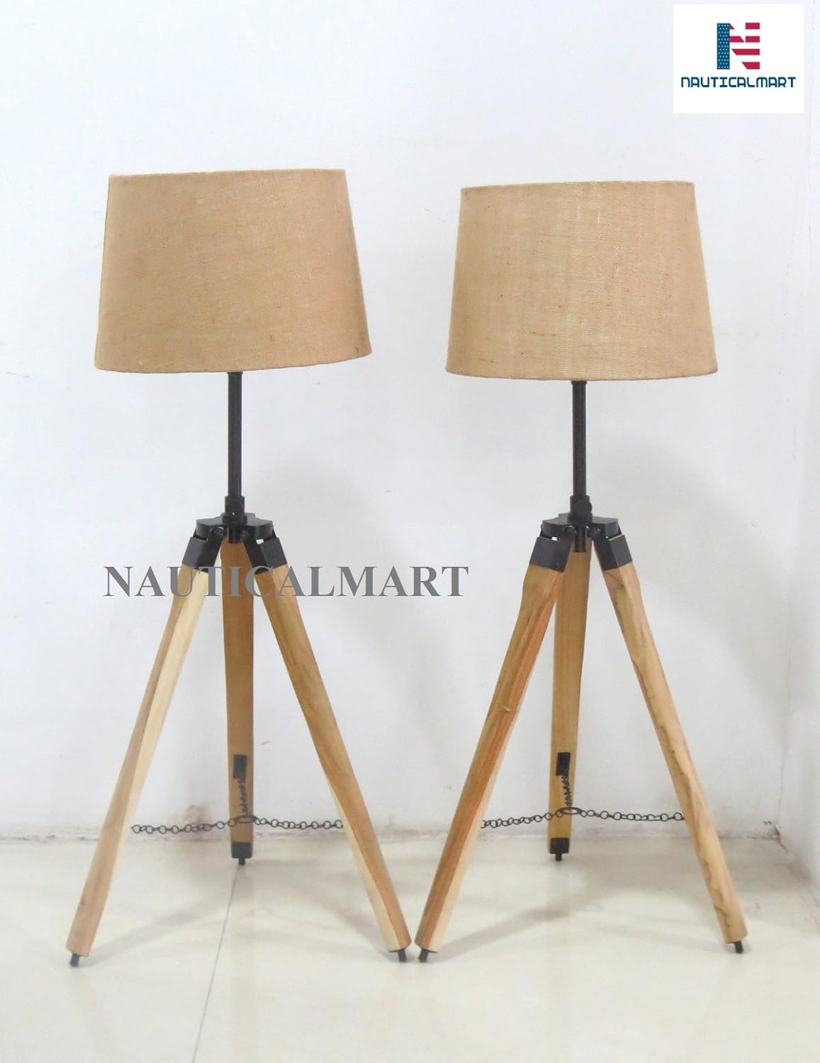 Urban Design Weathered Wooden Tripod Table Lamps (Set of 2)
