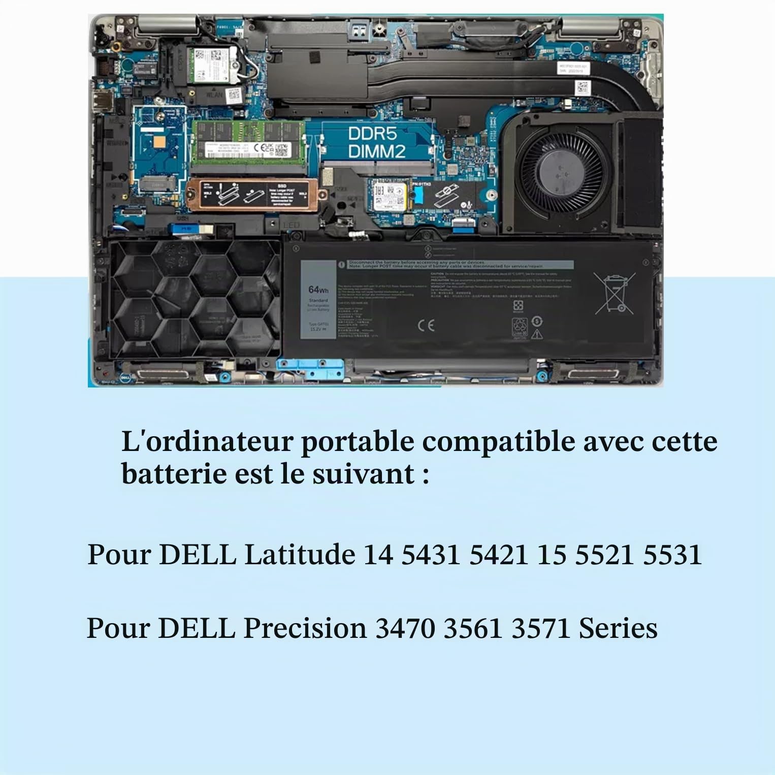 BLESYS GRT01 Batterie pour Dell Latitude 5421 5521