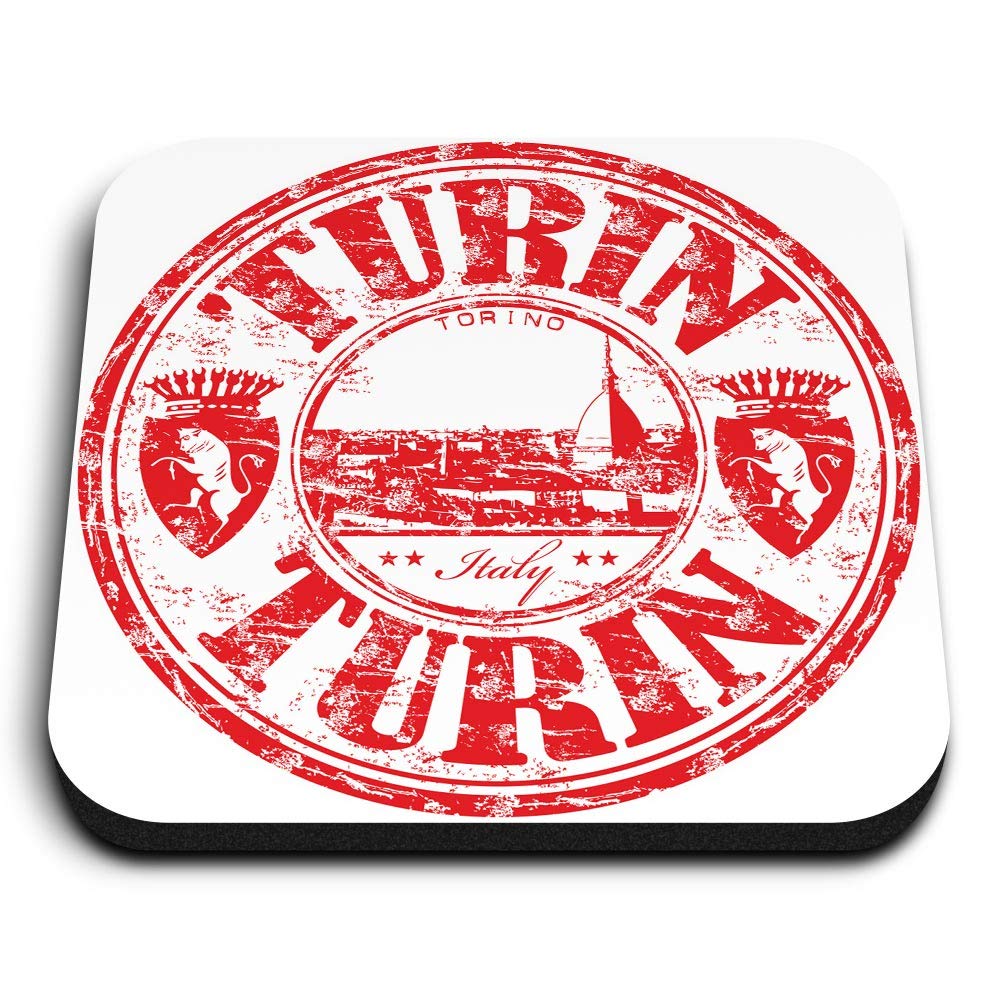 Destination Vinyl Ltd Multicolor 1 X Square Mdf Fridge Magnet - Turin Torino Italy Italian Travel Stamp 5973