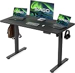 SIAGO L-Shaped Standing Desk - 63 x 55 Inch Adjustable Corner Standing Desk with Charging Station - L Shape Sit Stand Table with Memory Controller, Splice Board for Home Office