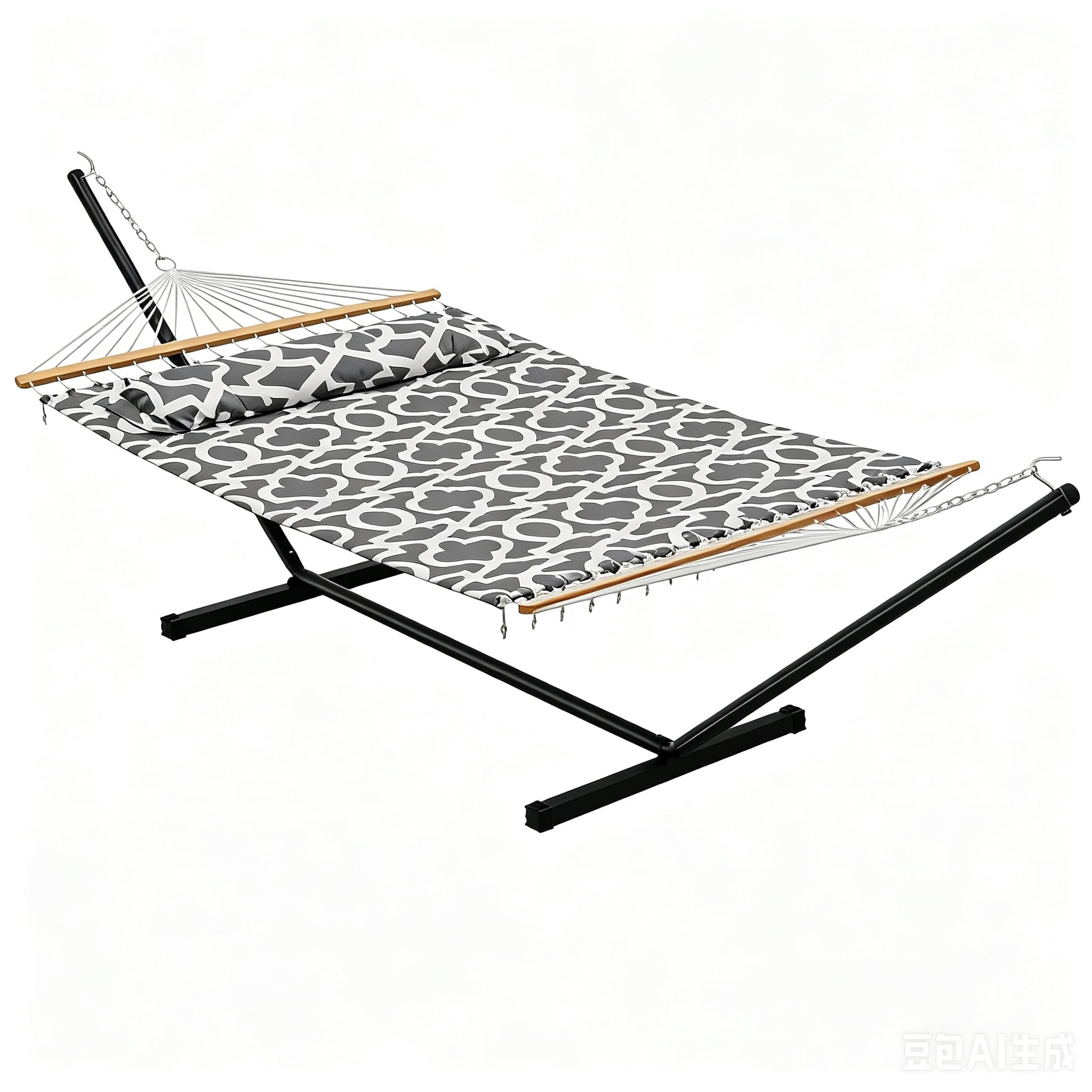 Hamac avec Support sur Pied XXL, Hamac Double 2 Personnes, Structure Acier Stable 18kg, Toile Élargie 300x100cm, Charge 200kg, pour Jardin, Terrasse, Camping, Intérieur