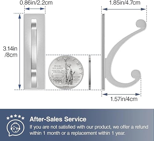 Miniatura 3 de Paquete de 8 ganchos adhesivos de pared para toallaabrigo, extra pegajoso de 10 libras, acero inoxidable, para colgar en el baño o la ducha,