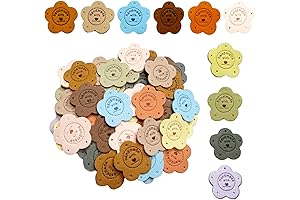 DANUDON 50PCS PU Leather Flower Handmade Embossed Tags for Crochet
