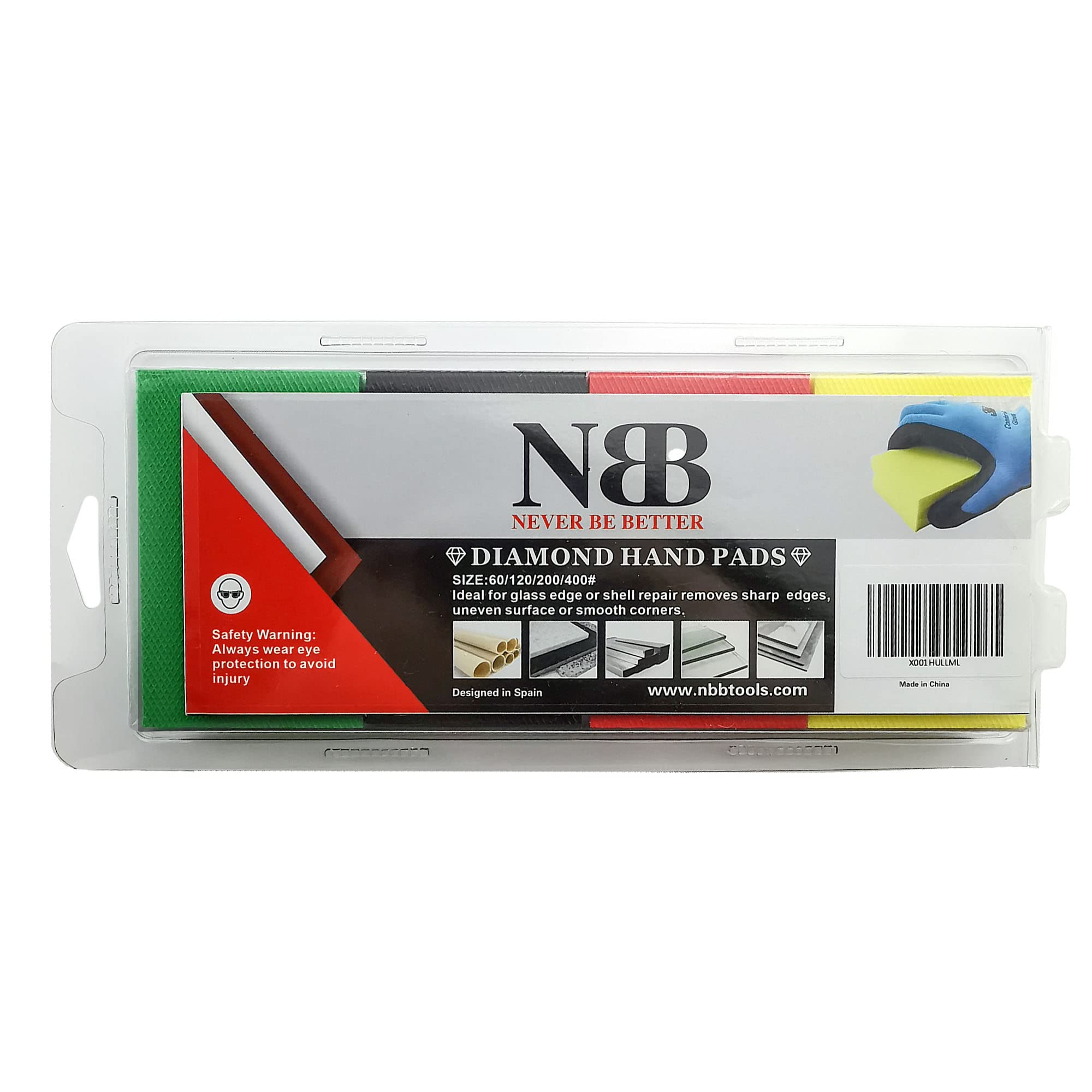 NBB Diamond Sanding/Polishing Pad Diamond Hand Buffing Pad Sanding Block with Foam Sponge Backing for Buffing and Grinding Sharp Edges and Plane of Granite Marble Stone Glass Ceramic(60/120/200/400#) - Image 3