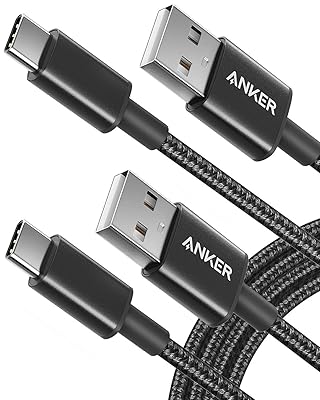 Anker USB Type C Cable, [2-Pack, 6 ft] Premium Nylon USB-A to USB-C Fast Charging Type C Cable, for Galaxy S10 / Note 8, LG V20 and Other USB C Charger
