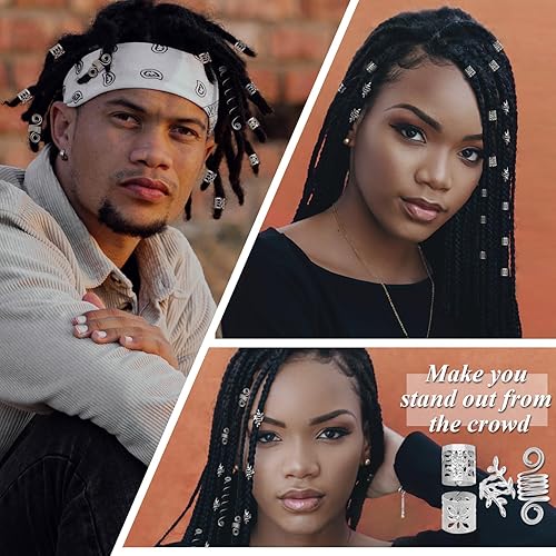 Miniatura 6 de 260 piezas de joyería para el cabello para trenzas, accesorios de cuentas de pelo para rastas, pinzas de metal para el cabello, anillos para puños,