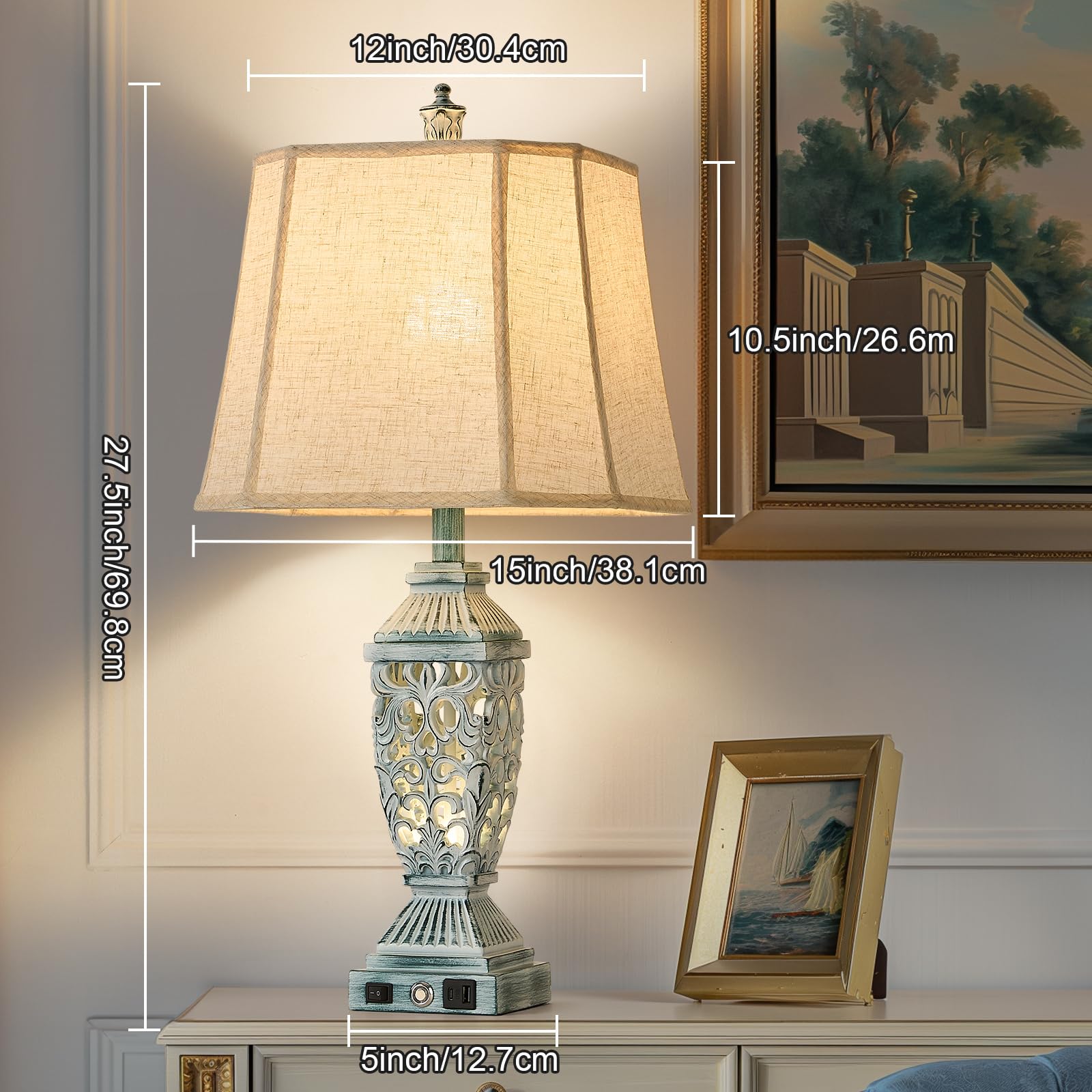 AIDENOEY Lámpara de escritorio White Wash con cepillo verde-2