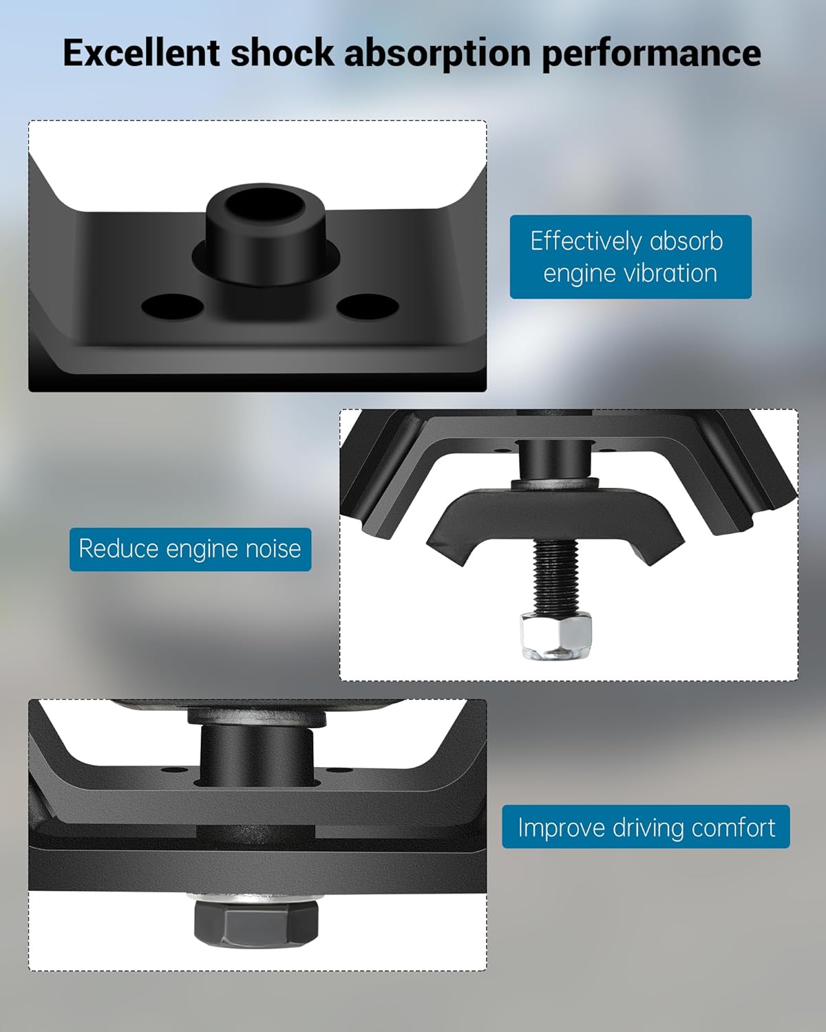 Rubber T800 Motor Mount Compatible with Kenworth T600 T800, W900 Engine Mount, Rear Motor Mounts Replace K066-037, K066-421, K066-377