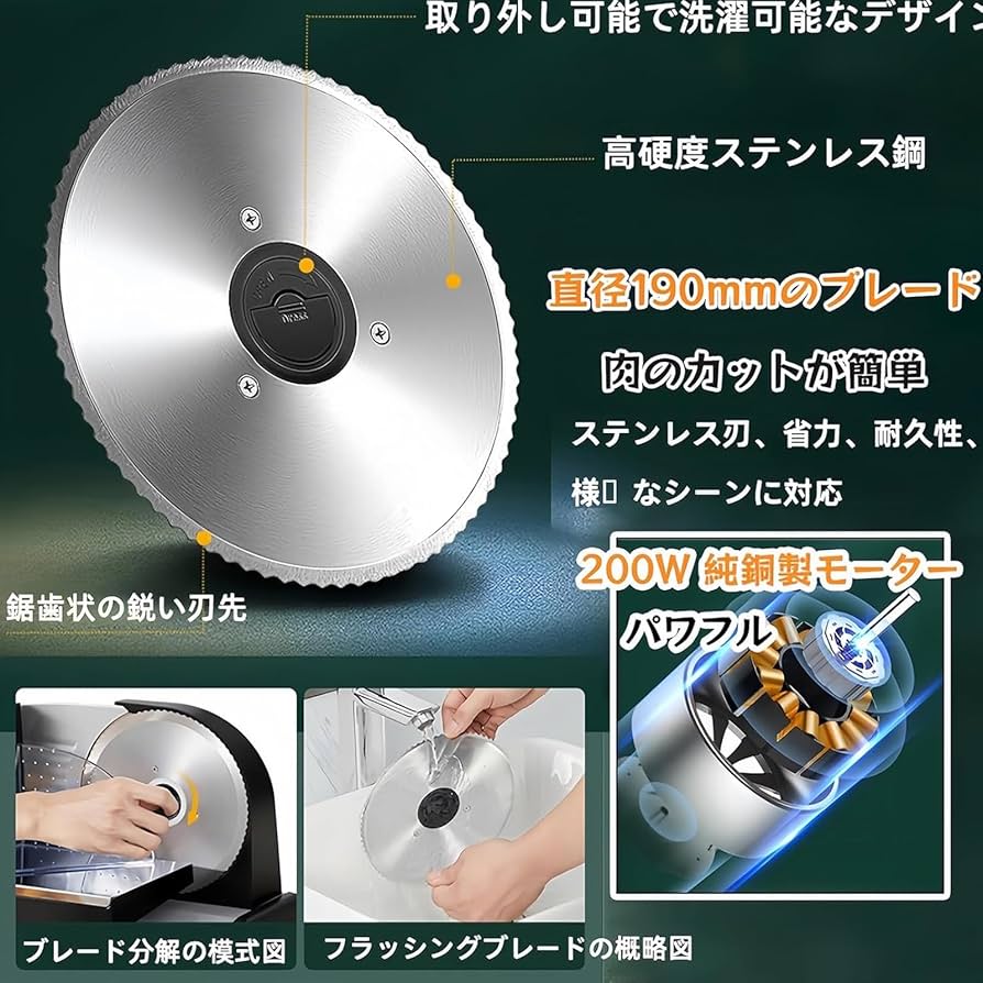 業務用アルミ製ミートスライサー AC電源付き 業務用アルミ製ミートスライサー AC電源付き