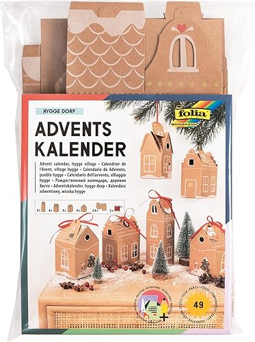Miniatura 1 de 9385 - Juego de calendario de Adviento Hygge Village, juego de manualidades con cajas de regalo para llenar, 24 casas para colgar o de pie, como