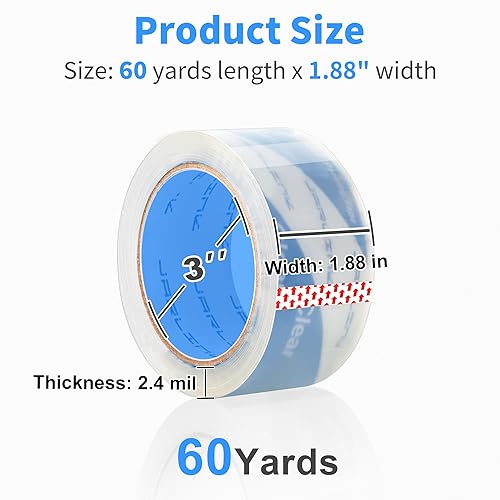 Miniatura 4 de JARLINK Cinta de embalaje silenciosa transparente sin ruido (18 rollos), cinta de embalaje resistente para embalaje de envío, sellado en movimiento,